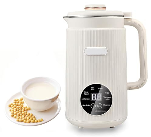 Macchina per Latte di Soia, 1.2L Macchina per Latte di Noci in Acciaio Inossidabile con 12 Lame in Acciaio Inossidabile, Ritardo di 18 Ore per Latte di Soia Fatto in Casa, Acqua Calda, Succo di Frutta