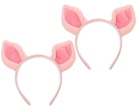 FIXOSHEE 2 Stück Schweine Cosplay Haarbänder für Mädchen Rosa Stoff Rutschfeste Passform Größe 12-18 für Kostümpartys und Verkleidungen
