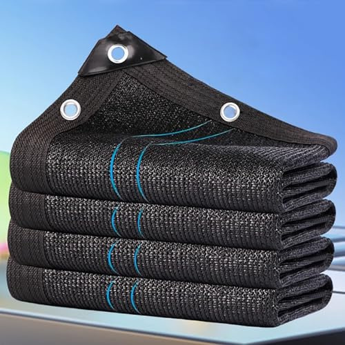 Telo ombreggiante nero, 8 x 10 m, 97% di protezione solare, telone a rete per giardino, patio, serra, posto auto coperto e pergola, rete solare per esterni per piante e prato