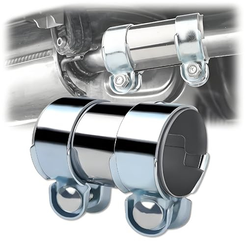 Doppelbolzen Auspuffschelle Ø60mm/L:125mm Edelstahl-Universal-Auspuff | Reparaturset Auspuff Schelle für Verstärkung und Umbau Rohrverbinder für Abgassysteme in der Automobilindustrie und Bauwesen