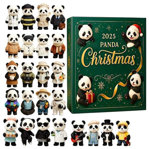 Calendario 'Avvento Panda di Natale | Decorazione 24-giorno 2° | Calendario di conteggio divertente per conto alla rovescia, ideale per classe, ufficio, albero, ecc