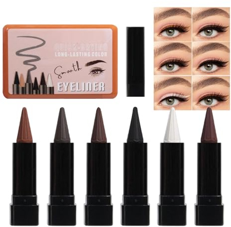 Lápices Delineadores De Ojos Bálsamo Resistente A Las Manchas De 6 Colores | A Prueba De Manchas Delineadores De Ojos Para Mujeres Jóvenes Hombres Señoras Mayores Halloween Citas Escenario Actuaci
