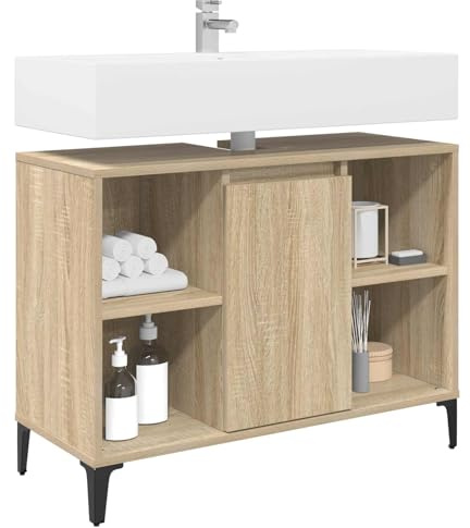 vidaXL Diskbänksskåp med hylla med lagring Sonoma-ek 80 x 33 x 60 cm