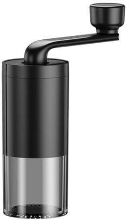 Gettimore Verstellbare manuelle Kaffeemühle mit Edelstahl-Frässtift, tragbares Handkurbel-Design für gleichmäßiges Mahlen von Bohnen, waschbar und reisefreundlich, schwarz