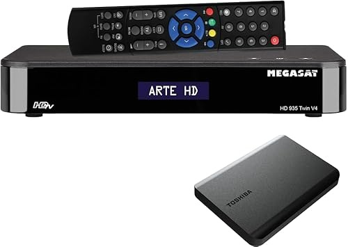 Megasat HD 935 Twin V4 inkl. externer 1 TB Festplatte – Twin-Sat-Receiver (2 Empfänger, SAT>IP Client & Server, PVR, Bluetooth Audio-Streaming an Kopfhörer/Lautsprecher) – Schwarz