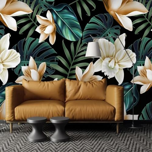 Carta da parati fotografica 3D personalizzata con motivo floreale pastorale,foglie di banano,soggiorno,divano,TV,sfondo,murale,carta da parati,arredamento per la casa 200cm(W)×140cm(H)