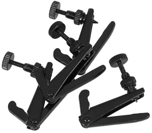 Geigen Feinstimmer für 3/4 bis 4/4, 4 Stück, Messing, Schwarz | Einfach zu Montieren, zum Anpassen der Saiten, für Violinspieler, Praktisches Zubehör für 3/4 und 4/4 Modelle