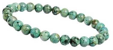 Unique Gems Barnarmband av 6 mm naturliga afrikanska turkosa pärlor och 13–15 cm elastiskt band, en present till pojkar och flickor, handgjort i Tyskland