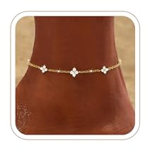 ZHESHY Bracelet Cheville Femme Argent 925 Trefle Or Chaine De Cheville