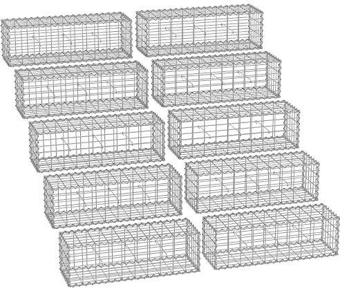Songmics Gabionkorgar, trådkorg med 5 x 10 cm maskstorlek för stenar, förzinkade, trädgårdsdekoration distanshållare, 100 x 30 x 30 cm, set om 10 silver, GGB033V1