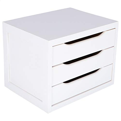 Cajonera Madera con 3 cajones en Color Blanco 40x30x29cm