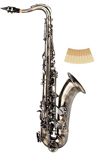 Classic Cantabile TS-450 Antique Yellow Saxofón Tenor Bb - Afinación Bb - Llave de Fa sostenido alta - Set ahorro con 10 cañas para saxofón