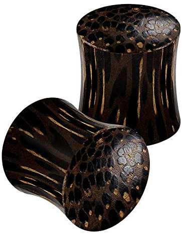 KJM FASHION 2 Stk Wood Double Flared Palme solide Piercing Schmuck