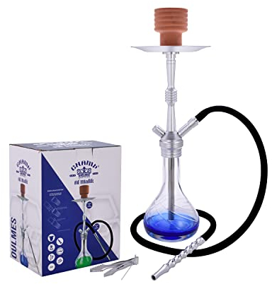 CHAMP Al Malik - Belle Chicha Bicolore - Narguilé - Hookah - 55 cm - Livrée avec Foyer Terre-Cuite Exclusif, Un Tuyau en Silicone et Une Pince