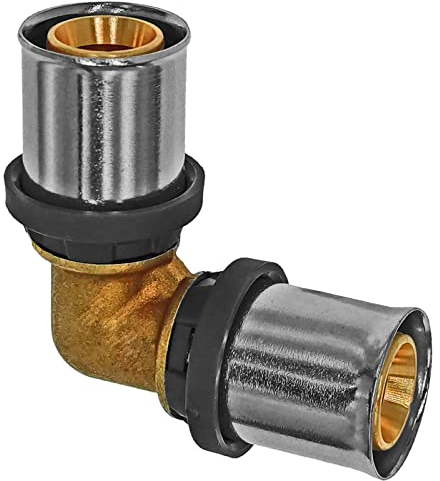 90° Grad Winkel für 26,0 x 3,0 mm Mehrschicht Aluminium Verbundrohr Außendurchmesser x Wandstärke Press Fitting aus Messing TH U Profil Kontur Kupplung Verbinder Bogen