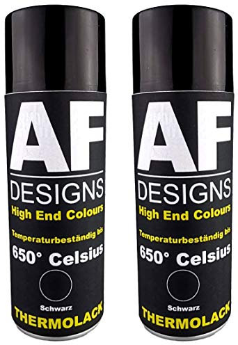 Alex Flittner Designs Thermolack Spray 2 bombolette spray vernice per forno, vernice di scarico al calore 650 °C nero 400 ml