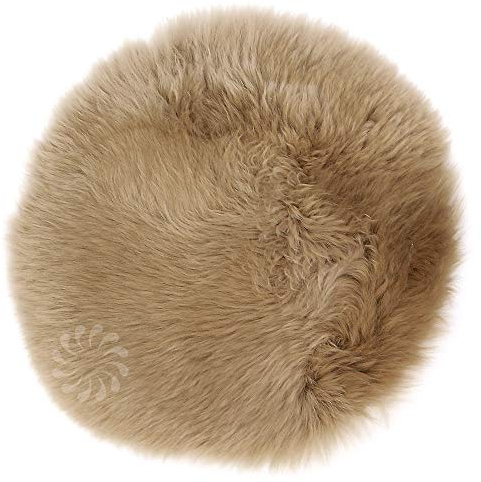 H.O.C.K. Fell-Sitzauflage Sitzkissen rund/eckig flauschig Indoor (rund Ø34cm, Taupe)