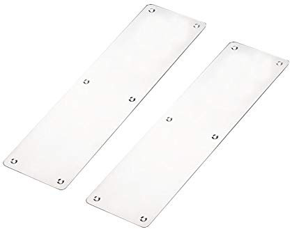 Placa de Empuje de Dedo de Puerta, 2x Placa de Empuje de Puerta de Fuego de Acero Inoxidable/Placa de Empuje 300x80mm Protección de Puerta/Parte Inferior de Puerta con Tornillos, Esquina Cuadrada