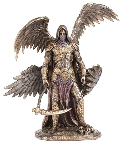 Veronese Design 10 5/8 Pulgadas Azrael El Arcángel de la Muerte Escultura de Resina fundida en frío con Acabado de Bronce