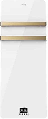 Cecotec Elektrischer Badheizkörper ReadyWarm 9870 Crystal Towel OldGold. Glasbadheizkörper 850 W, Ferbedienung, LED-Anzeige, 24/7 Timer, Touch-Steuerung, Schutzart IP24, 2 Aufhänger, 10 m²