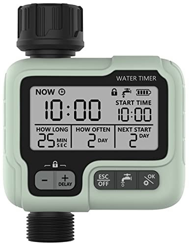 Programmatore di irrigazione Kazeila Timer Irrigazione IPX5 Impermeabile Irrigatore Automatico Manuale con Grande Schermo LCD Facile Installazione per Balcone Giardino Aiuola Fattoria Esterna
