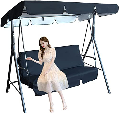 BTURYT Swing Canopy Replacement 3 Seater, Patio Swing with Canopy & Replacement Swing Seat,Waterproof Top Cover Set Swing Chair Awning Glider Swing Cover Porch Swing Cover