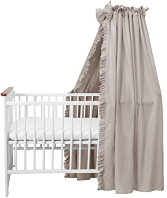 balbina Baldachin 100% Baumwolle, Deko-Set für Kinderbett, Betthimmel mit Rüsche & Schleife, Moskitonetz für Babyzimmer, Undurchsichtiger Bettvorhang ohne Himmelstange, 240 x 165 cm, Hellbraun