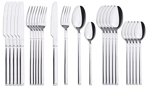 Set de couverts 24 pièces en or blanc 18/10 Set de couverts en acier inoxydable Service de cuisine Fourchette Cuillère Service de table Set Couverts en argent Acier inoxydable (or rose, blanc