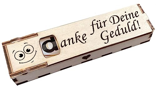 Duplo Holzbox Box mit Schokoriegel Geschenkbox mit Gravur Danke für Deine Geduld! Geschenkidee