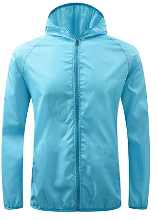 Chaqueta de running para mujer, reflectante, para adultos, exterior, equitación por carretera, montañismo, ropa, ropa solar, cortavientos para mujer, azul celeste, S