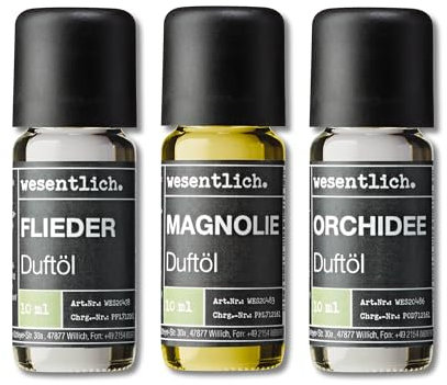 wesentlich. Duftöl Set - harmonische Duftkompositionen für Duftlampe, Diffuser und Kerzen – Flieder, Magnolie, Orchidee