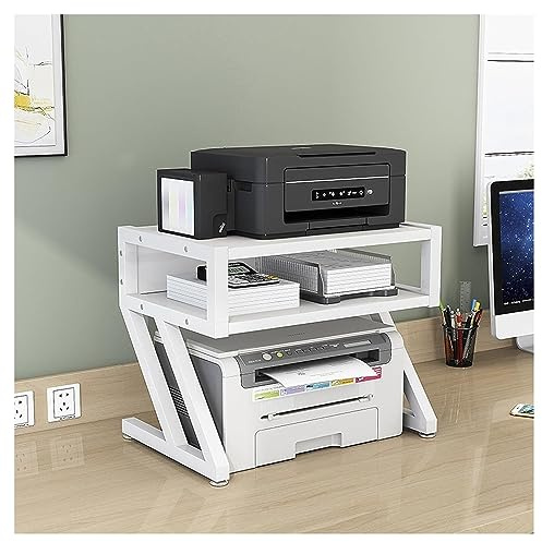 Druckertisch 2-stufiger Desktop-Druckerständer, Lagerregal, Druckerregale, Desktop-Finishing-Racks, Ideal Für Kleine Räume Drucker Regal Drucker Ständer (Color : White, Size : 45x25x41cm)