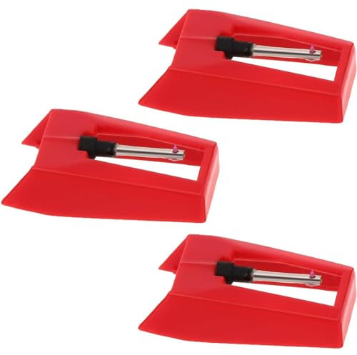 ZKSXOA 3 Pezzi Puntine per Giradischi, Ago per Giradischi, Aghi per Giradischi, Puntine Giradischi Universali, per Fonografi Giradischi in Vinile, Rosso