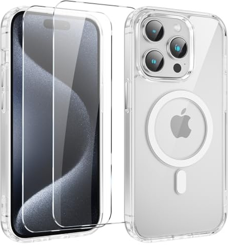 Yoedge Magnetisch Handyhülle für iPhone 11 Pro 5.8 '' Hülle mit 2 Stück Schutzfolie Schutzglas,Klare Schutzhülle [Kompatibel mit MagSafe], TPU Stoßfeste Silikon Transparent Hülle für iPhone 11 Pro