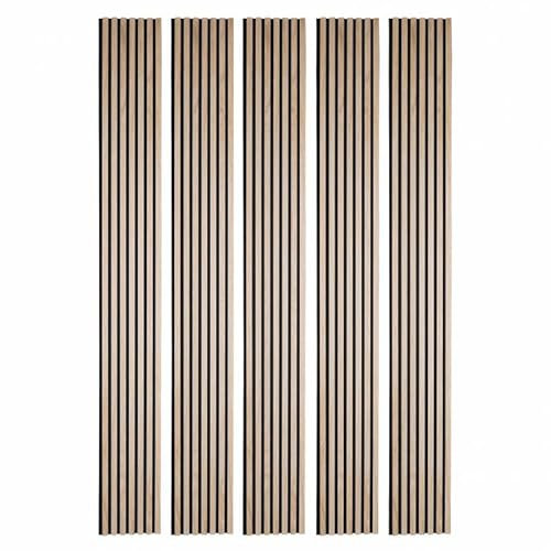 Lot de 5 Panneaux tasseaux bois 250 x 30 x 2 cm - décor chêne clair fond noir - 3,75m²