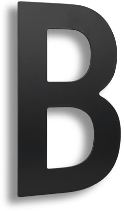 HASWARE Numero civico moderno in acciaio inossidabile spazzolato Elegante porta alfabeto placca Street Home Decor (B, 6 pollici nero)