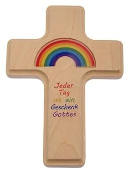 Wiedemann Kerzen Holzkreuz für Kinder Regenbogen