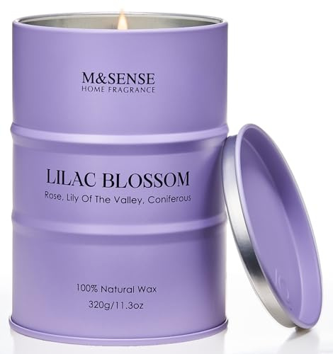 M&SENSE Candele profumate ai fiori di lillà per la casa 320gCandela di aromaterapia a lunga combustione da 70 ore per la meditazione antistress e lo yoga rilassante regali d'inaugurazione per le donne