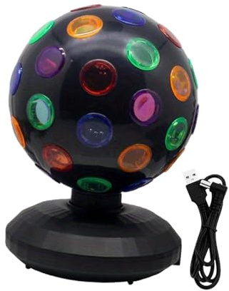 Amagogo Lampada da discoteca con sfera Illuminazione da DJ Rotante USB portatile Plug Play Luce da festa per hotel in camera Celebrazione del festival di buon, Nero