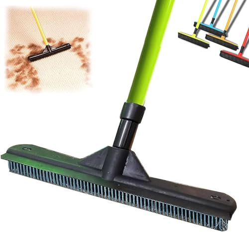 PETSBURG Pet Hair Remover Broom - Pet Rubber Broom Pet Hair Remover - Multifunctional Magic Broom for Pets - Heavy Duty Pet Hair Remover - Hair Remover for Carpets/Mats (Green)