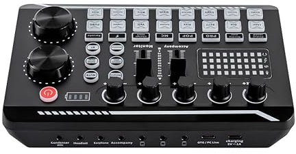 Tarjeta de Sonido Bluetooth Audio Profesional Interfaz Consola Tarjeta de Sonido Interfaz de Sistema de 4 Canales para Live Streaming Grabación