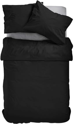 Amolavet Sommer Bettwäsche 155x220 Schwarz Uni Gebürstete Mikrofaser Super Weich & Atmungsaktiv Pflegeleicht & Bügelfrei 2 Teilig Bettbezug Set mit Reißverschluss