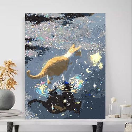 Landschaft Malen Nach Zahlen Erwachsene Bastelset, Paint by Numbers Tier Malen Nach Zahlen Anfänger, DIY Ölgemälde Leinwand Set mit 3 Set Pinsels und Farbe, Zimmer Deko 50x70 cm, Geschenk für Frauen