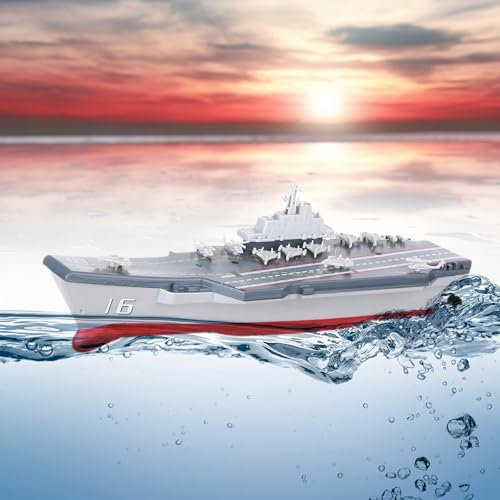 RC Modell Flugzeugträger Liaoning CV-16 ferngesteuert mit integriertem Akku, 22 cm lang, robustes militärisches Marineschiff Spielzeug, detailgetreue Kriegsschiff Nachbildung für Anfänger u. Profis