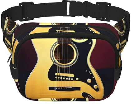 Note - Sac banane carré double couche pour guitare, mini réglable, pour exercice, course, voyage, randonnée, noir, taille unique, Noir, Talla única