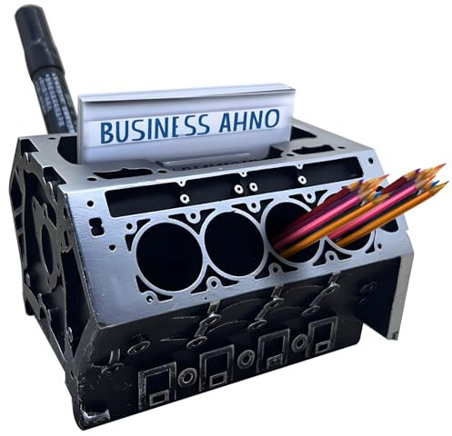 V8 Motorblock-Visitenkartenhalter, Auto-Schreibtisch-Organizer mit Stifthalter, Büro-Schreibtisch-Zubehör, Geschenk für Autoliebhaber