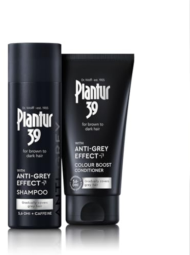 Plantur 39 Anti-Grey effect 5.6-DHI & Caffeine Set | Shampoo and Conditioner 200ml + 150 ml | Gradually Darker and Stronger Hair | Controlled concealing of grey hairs | Supports natural hair growth