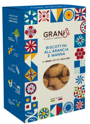 Tumminello | Granisi Biscotti Arancia Specialità Sicilia | Biscotti Grani Antichi Siciliani Artigianali all'Arancia - 1 Confezione