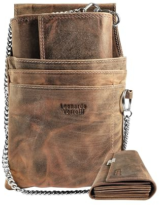 LEONARDO VERRELLI Kellnergeldbörse Leder mit Holster | Bedienungsgeldbeutel Gastronomie mit Gürtelschlaufe | Geldbörse für Bedienungen Herren Damen
