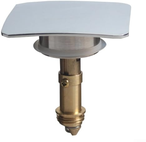 Push Pop-Up Click Clack-Plug Stopper, 66mm Push Sink Drain Pop-up Stopper, Square Brass Sink Drain Cover Lid, For Kitchen Bathroom Washbasin Bath